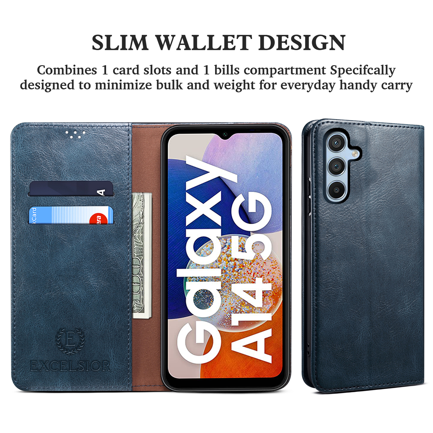 Excelsior Premium PU Vintage Leather Wallet flip Cover Case For Samsung Galaxy A14 5G