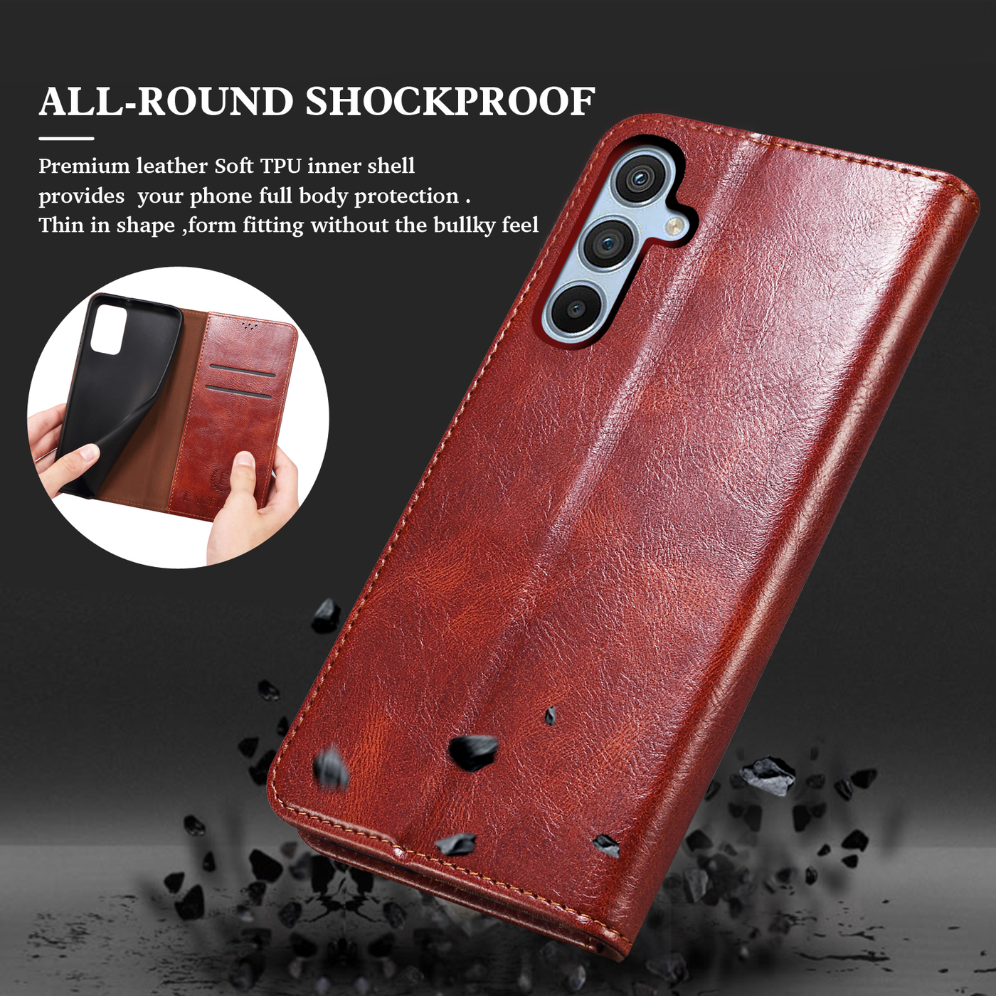 Excelsior Premium PU Vintage Leather Wallet flip Cover Case For Samsung Galaxy A14 5G