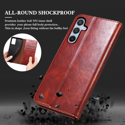 Excelsior Premium PU Vintage Leather Wallet flip Cover Case For Samsung Galaxy A14 5G