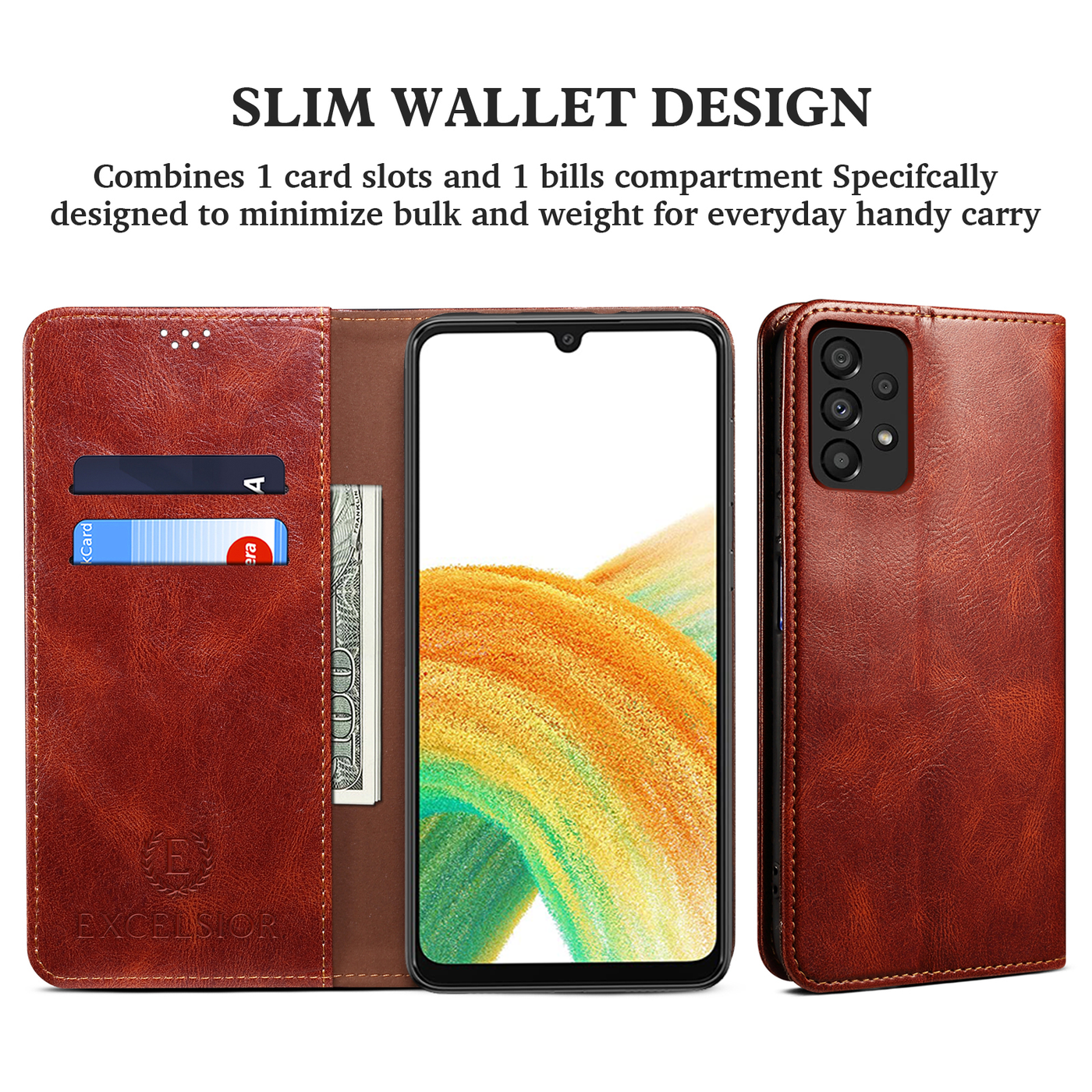 Excelsior Premium Vintage PU Leather Wallet flip Cover Case For Samsung Galaxy A73 5G