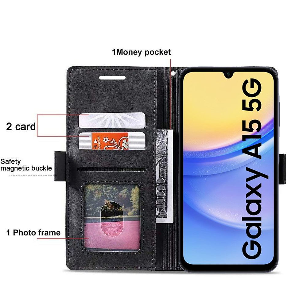 Samsung Galaxy A15 5G Premium PU Leather Wallet flip Cover Case By Excelsior