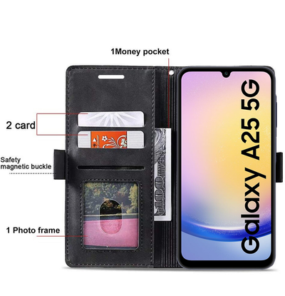 Samsung Galaxy A25 5G Premium PU Leather Wallet flip Cover Case By Excelsior