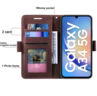 Excelsior Premium Leather Wallet flip Cover Case For Samsung Galaxy A34 5G