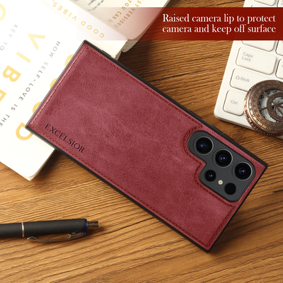 Excelsior Premium Classic PU Leather Back Cover case For Samsung Galaxy S23 Ultra 5G