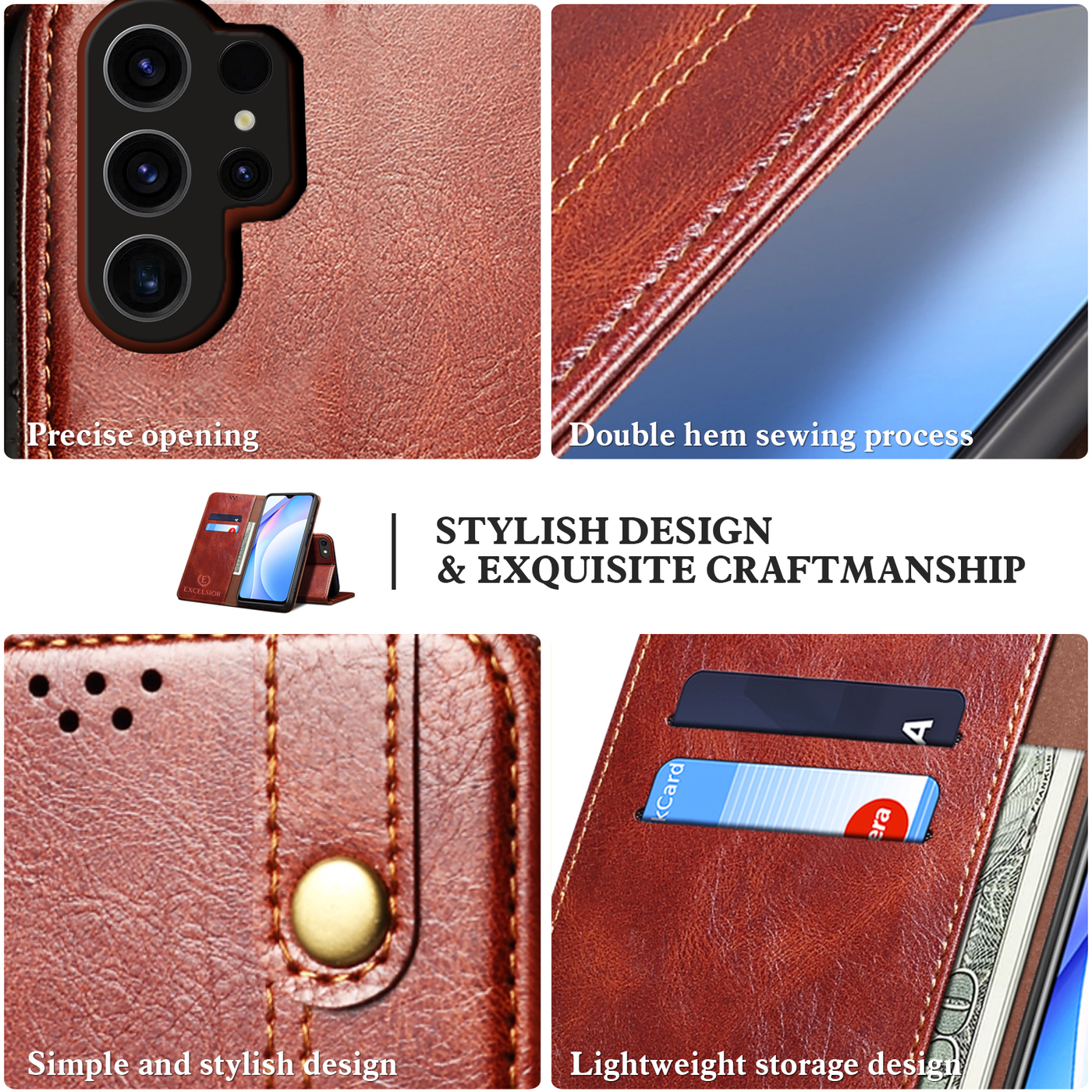 Samsung Galaxy S23 Ultra Premium Vintage PU Leather Wallet flip Cover Case By Excelsior