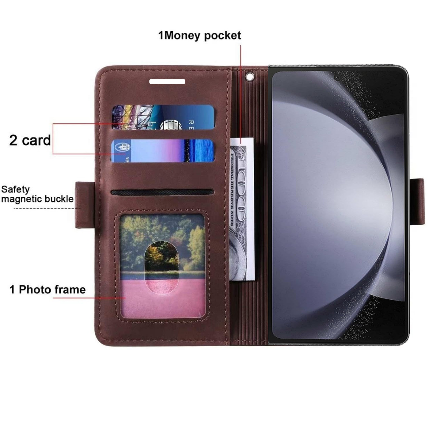 Samsung Galaxy Z Fold5 Premium PU Leather Wallet flip Cover Case By Excelsior