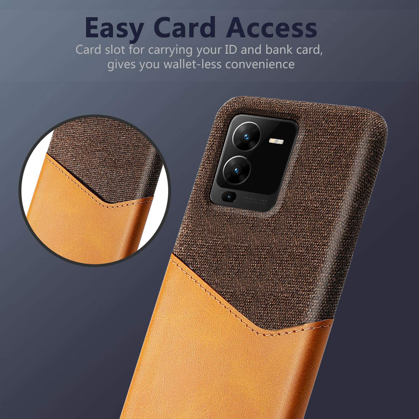 Excelsior Premium Card Holder | PU Leather Hard Back Cover Case for Vivo V25 Pro