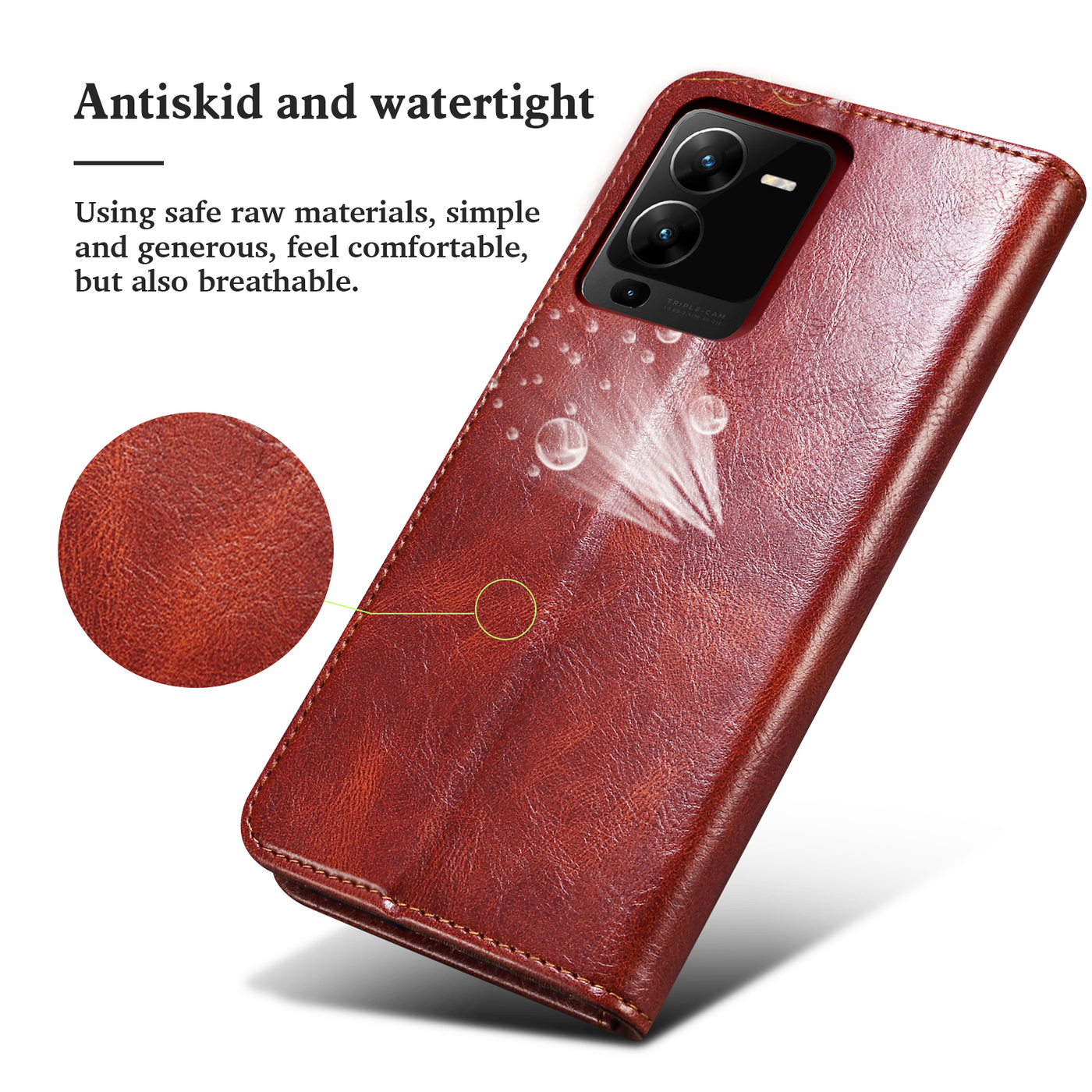 Excelsior Premium Vintage PU Leather Wallet flip Cover Case For Vivo V25 Pro