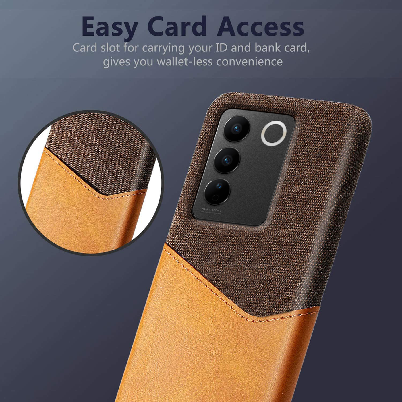 Excelsior Premium Card Holder | PU Leather Hard Back Cover Case for Vivo V27 | Vivo V27 Pro