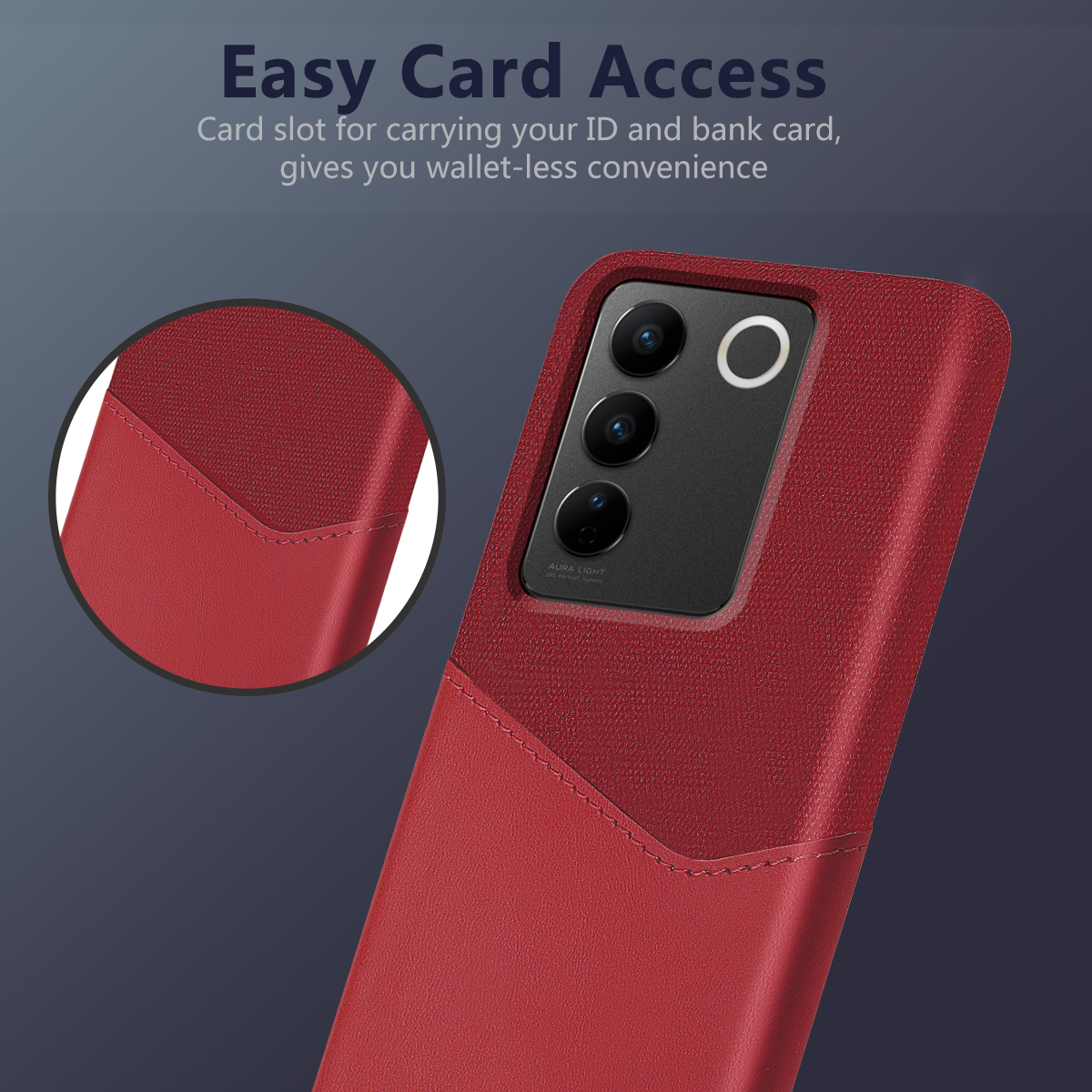 Excelsior Premium Card Holder | PU Leather Hard Back Cover Case for Vivo V27 | Vivo V27 Pro