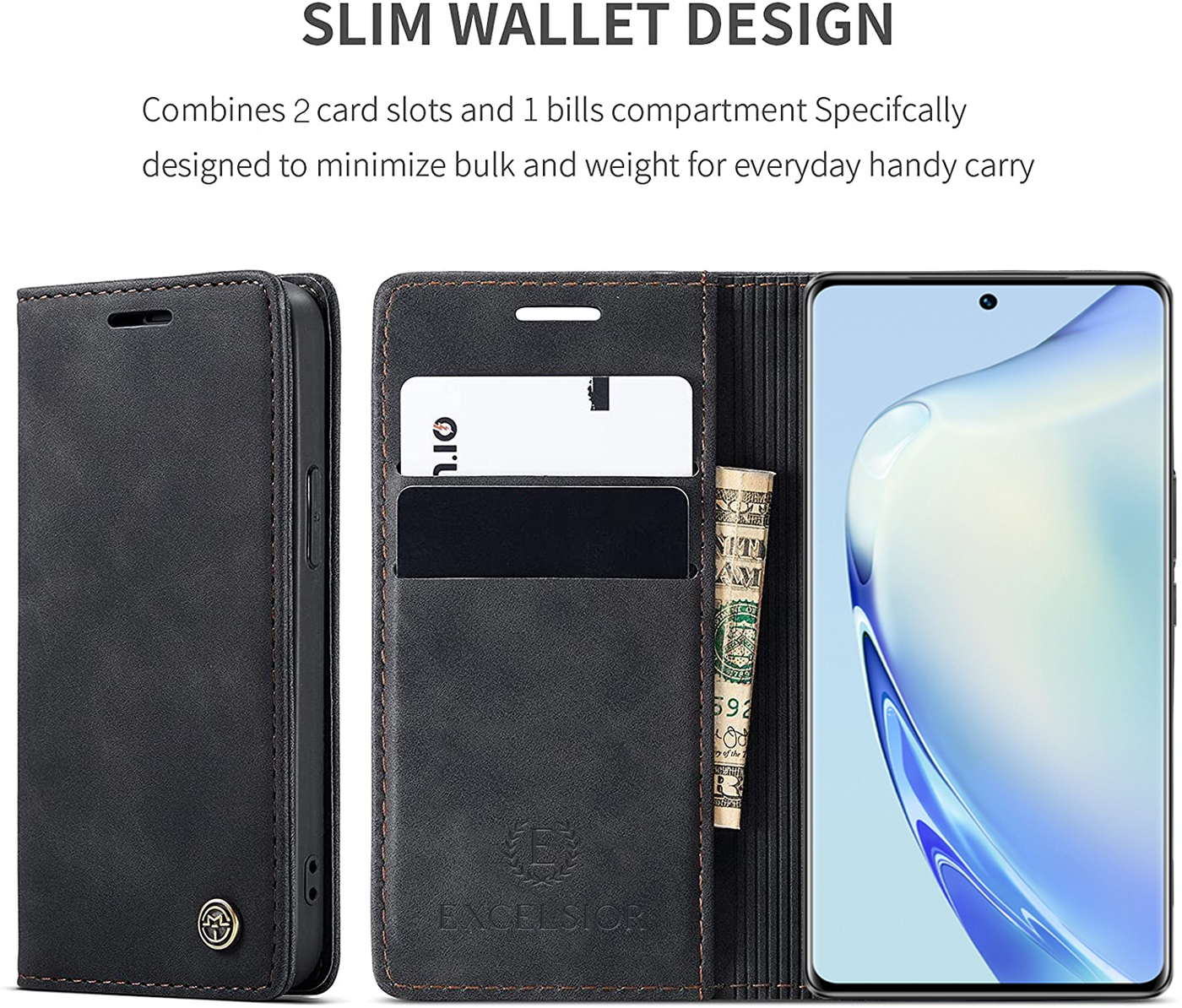 Vivo V27 | Vivo V27 Pro Premium Retro PU Leather Wallet flip Cover Case By Excelsior