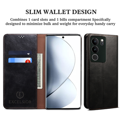 Vivo V29 | Vivo V29 Pro 5G Premium Vintage PU Leather Wallet Flip Cover Case By Excelsior