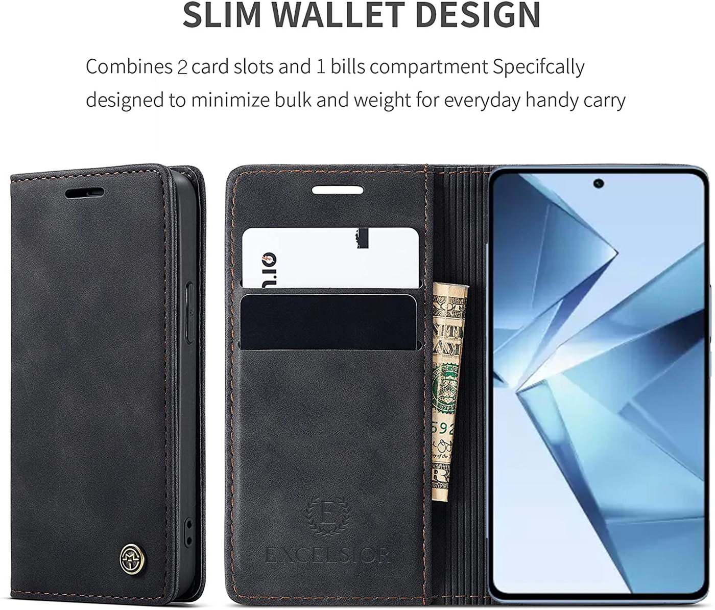 Vivo V29e Premium PU Leather Wallet flip Cover Case By Excelsior