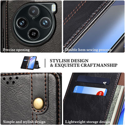 Vivo X100 Premium Vintage PU Leather Wallet flip Cover Case By Excelsior