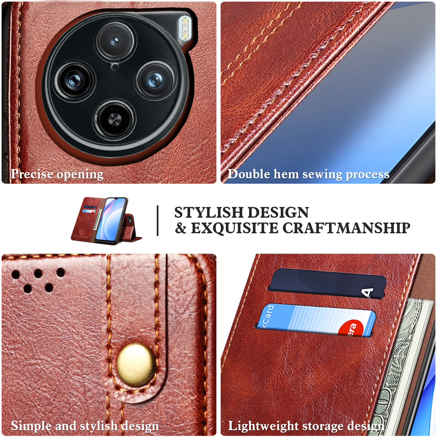 Vivo X100 Pro Premium Vintage PU Leather Wallet flip Cover Case By Excelsior