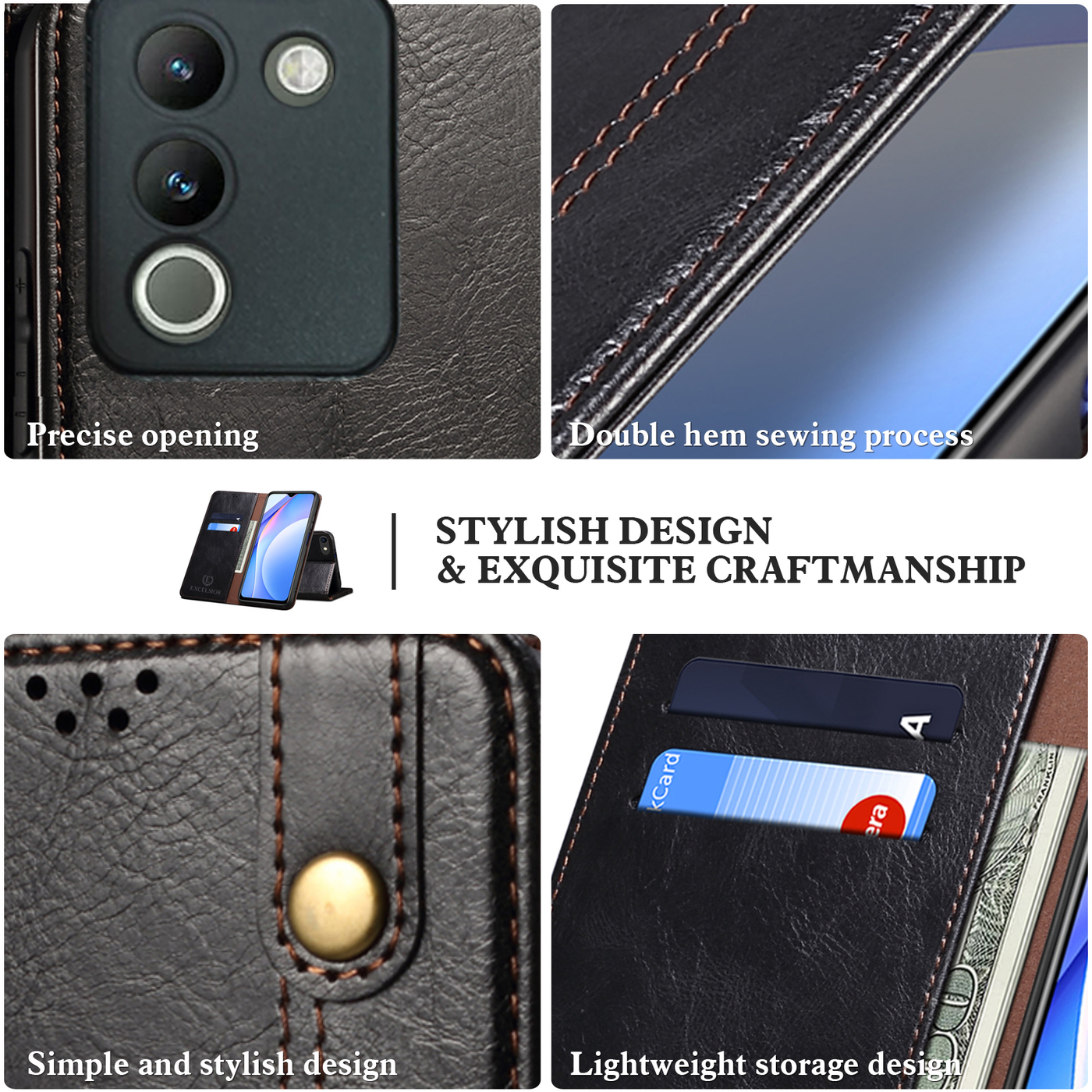 Vivo Y200 5G Premium Vintage PU Leather Wallet Flip Cover Case By Excelsior