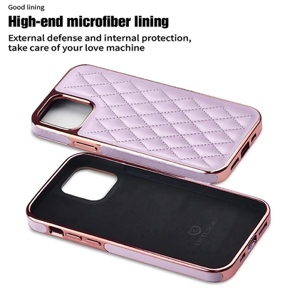 Excelsior Premium Electroplated PU Leather Back Cover case For Apple iPhone 14