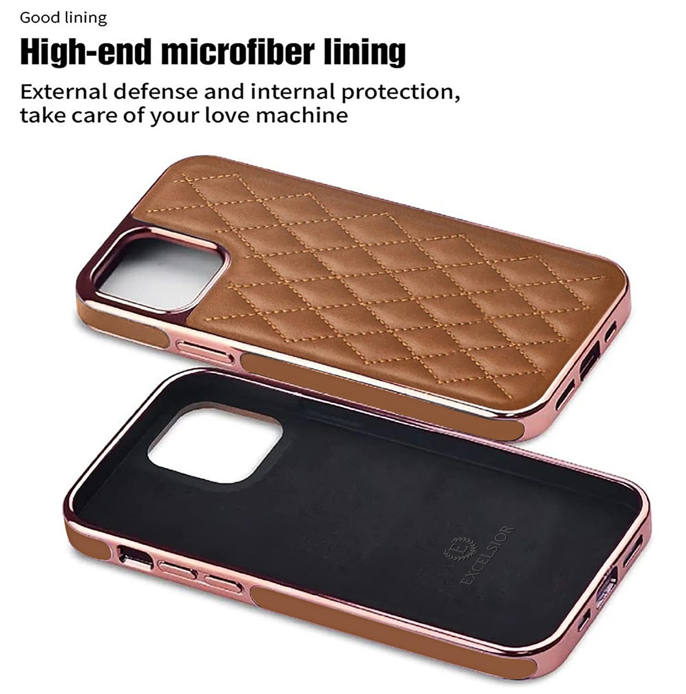 Excelsior Premium Electroplated PU Leather Back Cover case For Apple iPhone 14 Pro Max