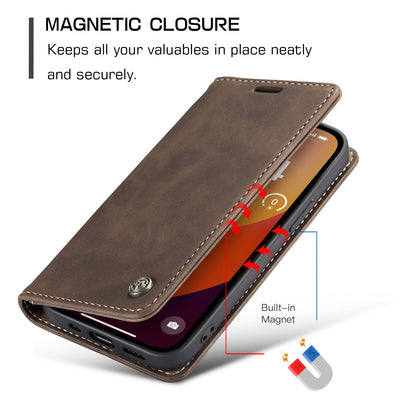 Apple iPhone 15 Pro Max Premium Retro PU Leather Wallet flip Cover Case By Excelsior