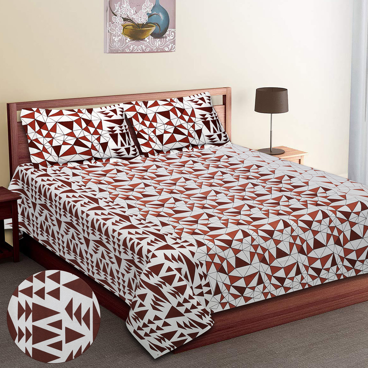 Braise Premium | Super King Size 108 x 108 in | 100% Pure Cotton | Double Bedsheet with 2 Pillow Covers - GM01