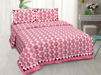 Wanderlust Premium | Full Size 90 x 108 in | 100% Pure Cotton | Double Bedsheet with 2 Pillow Covers (ETHJAI06)