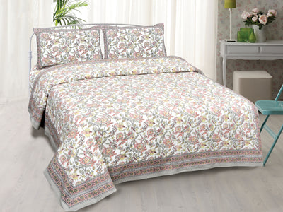 Wanderlust Premium | Full Size 90 x 108 in | 100% Pure Cotton | Double Bedsheet with 2 Pillow Covers (ETHJAI05)