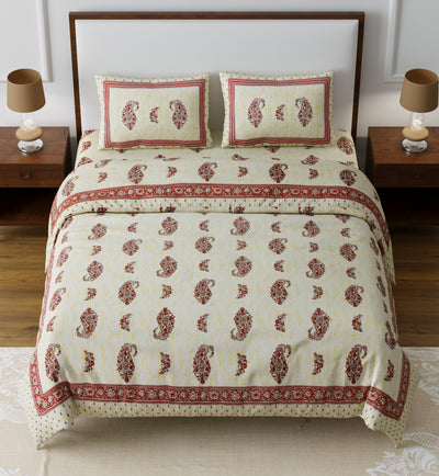 Braise Premium | Full Size 93 x 108 in | 100% Pure Cotton | Double Bedsheet with 2 Pillow Covers (MN03)