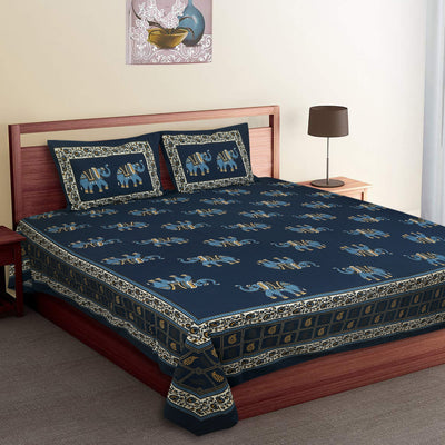 blue color bedsheet for double bed
