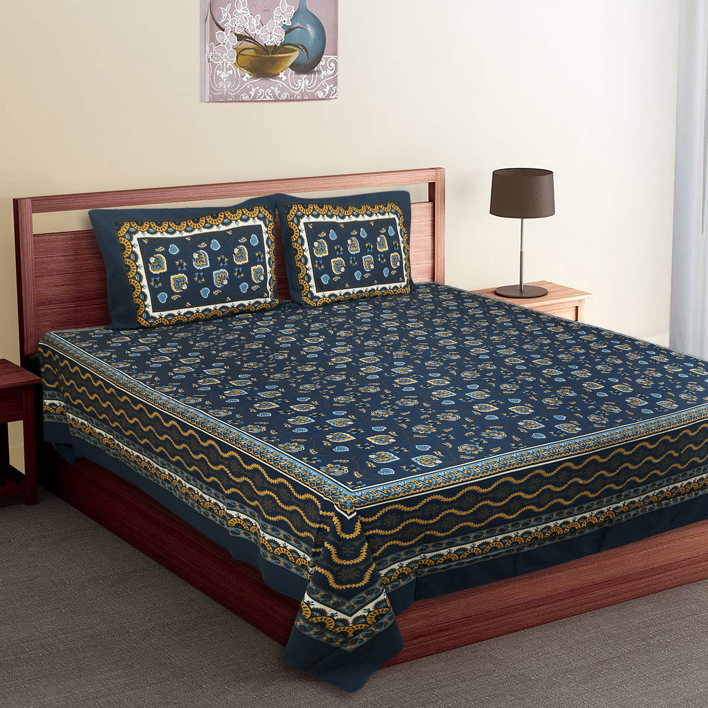 Royal Blue bedsheet with 2 pillow covers