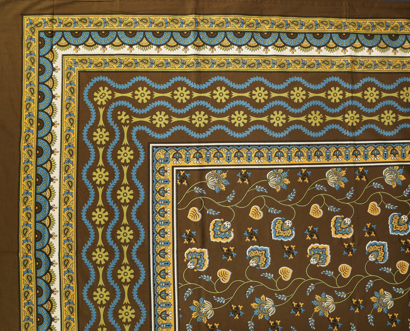 Brown bedsheet with flowers and petal design