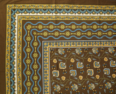 Brown bedsheet with flowers and petal design