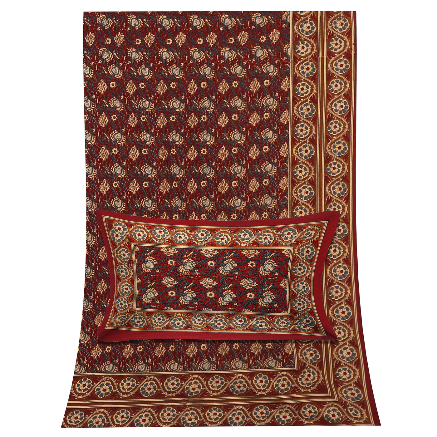 Braise Premium | King Size 100 x 108 in | 100% Pure Cotton | Double Bedsheet with 2 Pillow Covers (BG 01 Floral Pattern Design)