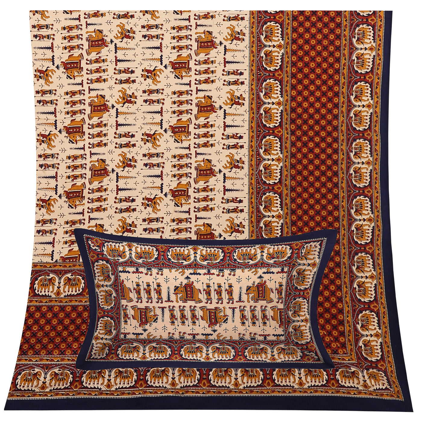 Wanderlust Premium | King Size 100 x 108 in | 100% Pure Cotton | Double Bedsheet with 2 Pillow Covers (BG 02)