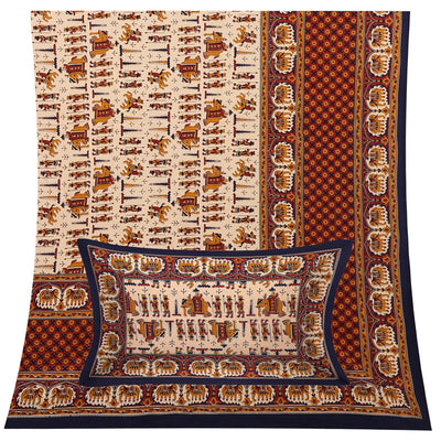 Wanderlust Premium | King Size 100 x 108 in | 100% Pure Cotton | Double Bedsheet with 2 Pillow Covers (BG 02)
