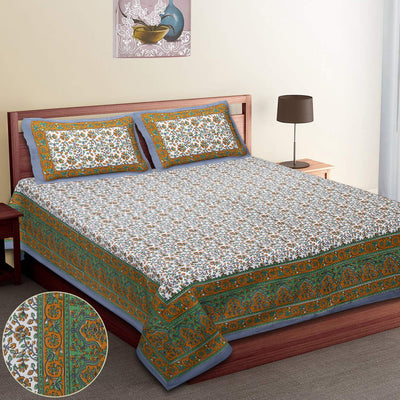 Wanderlust Premium | King Size 100 x 108 in | 100% Pure Cotton | Double Bedsheet with 2 Pillow Covers (BG 04)