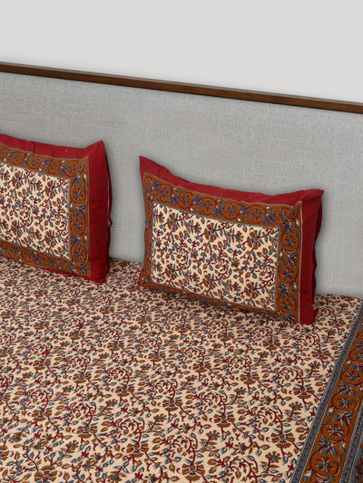Wanderlust Premium | King Size 100 x 108 in | 100% Pure Cotton | Double Bedsheet with 2 Pillow Covers (BG 07)