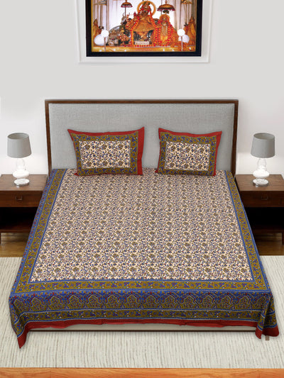 Wanderlust Premium | King Size 100 x 108 in | 100% Pure Cotton | Double Bedsheet with 2 Pillow Covers (BG 07)