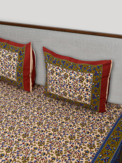 Wanderlust Premium | King Size 100 x 108 in | 100% Pure Cotton | Double Bedsheet with 2 Pillow Covers (BG 07)
