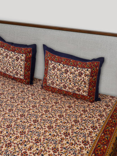 Wanderlust Premium | King Size 100 x 108 in | 100% Pure Cotton | Double Bedsheet with 2 Pillow Covers (BG 07)