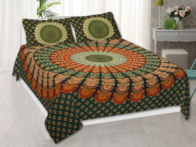 Wanderlust Premium | Full Size 90 x 108 in | 100% Pure Cotton | Double Bedsheet with 2 Pillow Covers (Barmeri Designs)