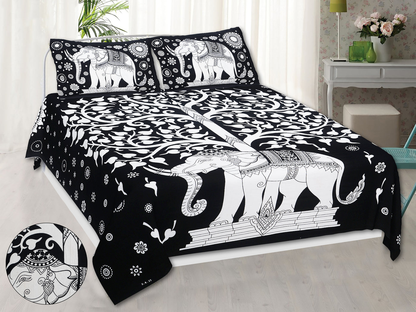 Braise Premium | Full Size 90 x 108 in | 100% Pure Cotton | Double Bedsheet with 2 Pillow Covers (BWC01)