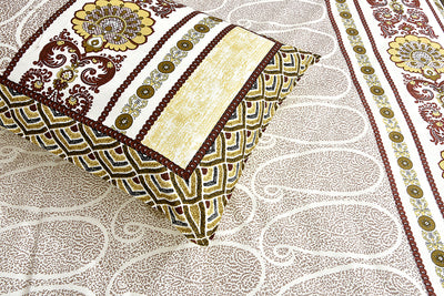 Braise Premium | Full Size 95 x 108 in | 100% Pure Cotton | Double Bedsheet with 2 Pillow Covers (Block Buti Design)