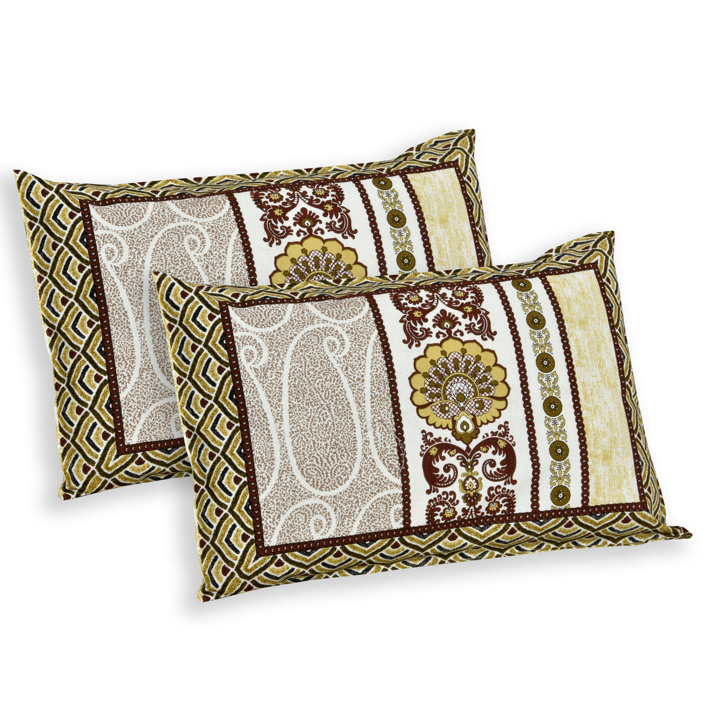 Braise Premium | Full Size 95 x 108 in | 100% Pure Cotton | Double Bedsheet with 2 Pillow Covers (Block Buti Design)
