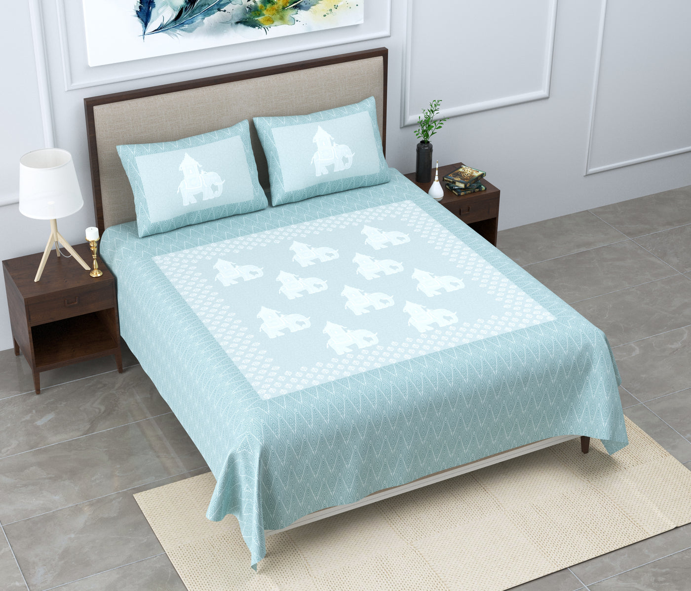 green superking size bedsheet