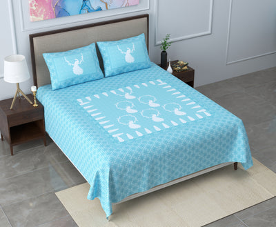 blue cotton bedsheet