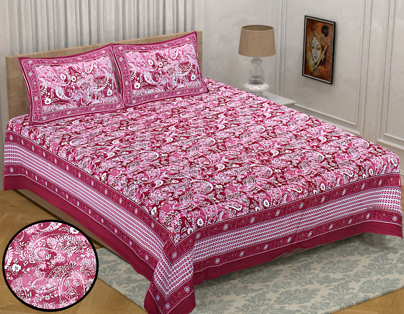 Braise Premium | King Size 90 x 108 in | 100% Pure Cotton | Double Bedsheet with 2 Pillow Covers (DLGT 01)