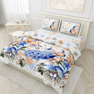 Wanderlust Premium | Super King Size 108 x 108 in | 100% Pure Cotton | Double Bedsheet with 2 Pillow Covers DG05