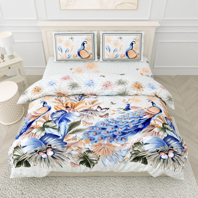 Wanderlust Premium | Super King Size 108 x 108 in | 100% Pure Cotton | Double Bedsheet with 2 Pillow Covers DG05