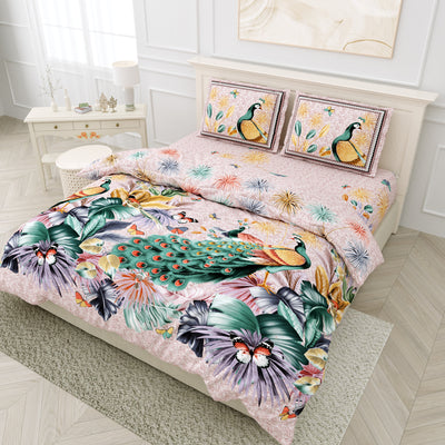 Wanderlust Premium | Super King Size 108 x 108 in | 100% Pure Cotton | Double Bedsheet with 2 Pillow Covers DG05