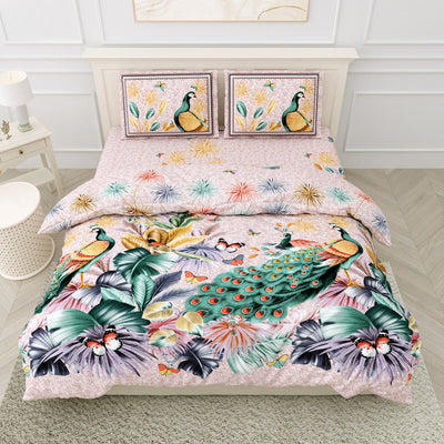 Wanderlust Premium | Super King Size 108 x 108 in | 100% Pure Cotton | Double Bedsheet with 2 Pillow Covers DG05